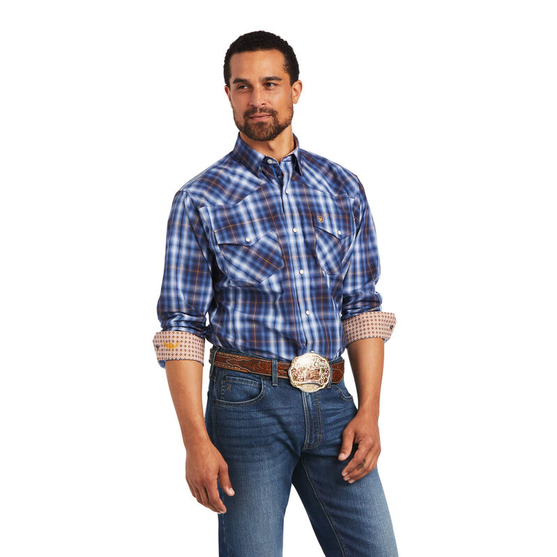 Ariat Relentless Inexorable Stretch Classic Fit Snap - Miesten Sininen Paidat ( VUDEGQ-968 )